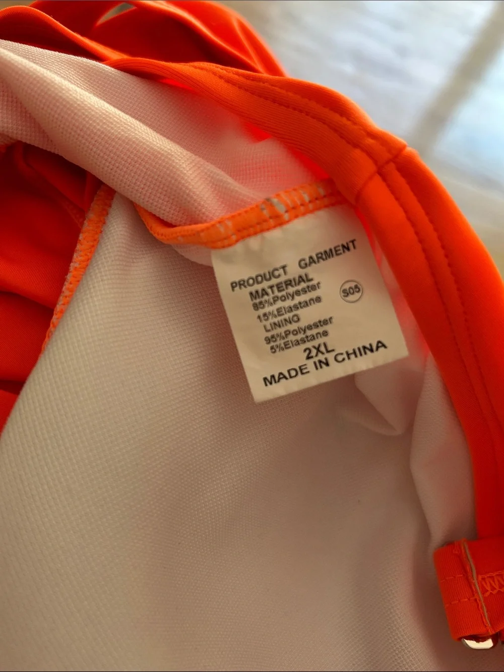 Women’s Orange Swim Suit with High-Waist Bottoms